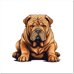 Chinese Shar Pei Dog Illustration Posters and Art